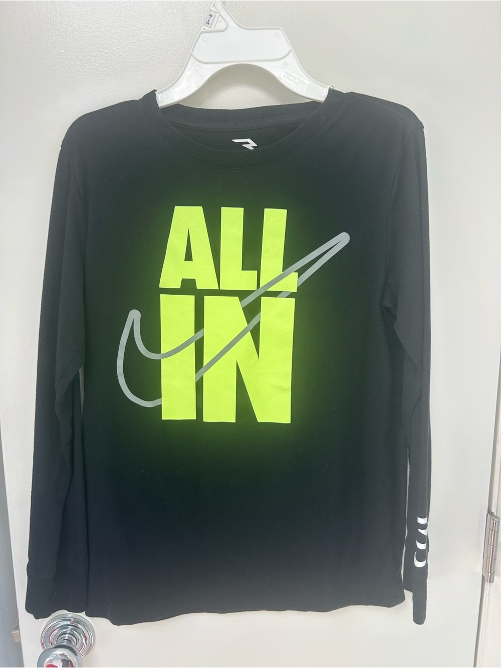 Nike All In Neon Green Graphic Long-Sleeve Boys Shirt